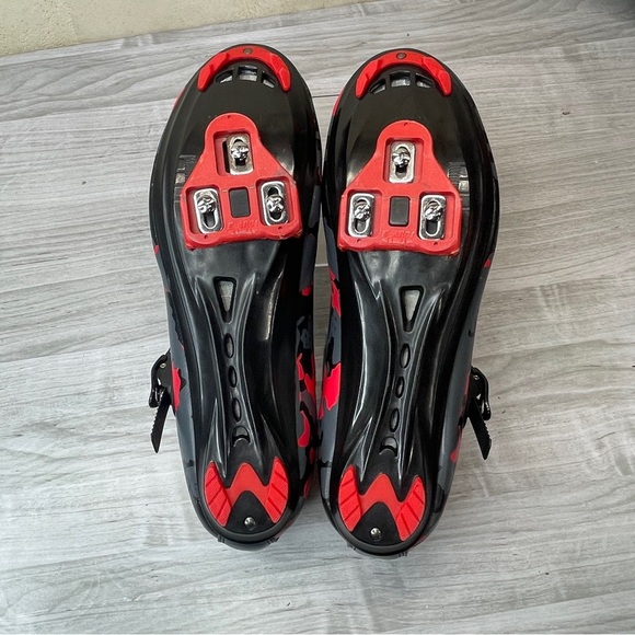 Santic Davee Bike Cycling Shoes Red Black Camo Men’s Size 12 with Bike Cleats - Picture 9 of 15